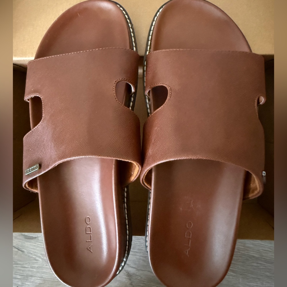 ALDO Unisex Cognac Brown Slide Sandals